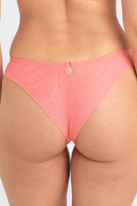 Back view of Sheer Mesh Tulle Embroidered Tanga Panty Perla Coral Lavinia Lingerie showing seamless finish and minimal coverage design.