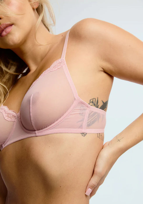 Sheer Mesh Underwire Bra Blush Lotus Rosewater