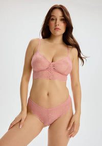 Sheer Bralette & Tanga Panty Set Rose; Shop @ Lavinia Lingerie