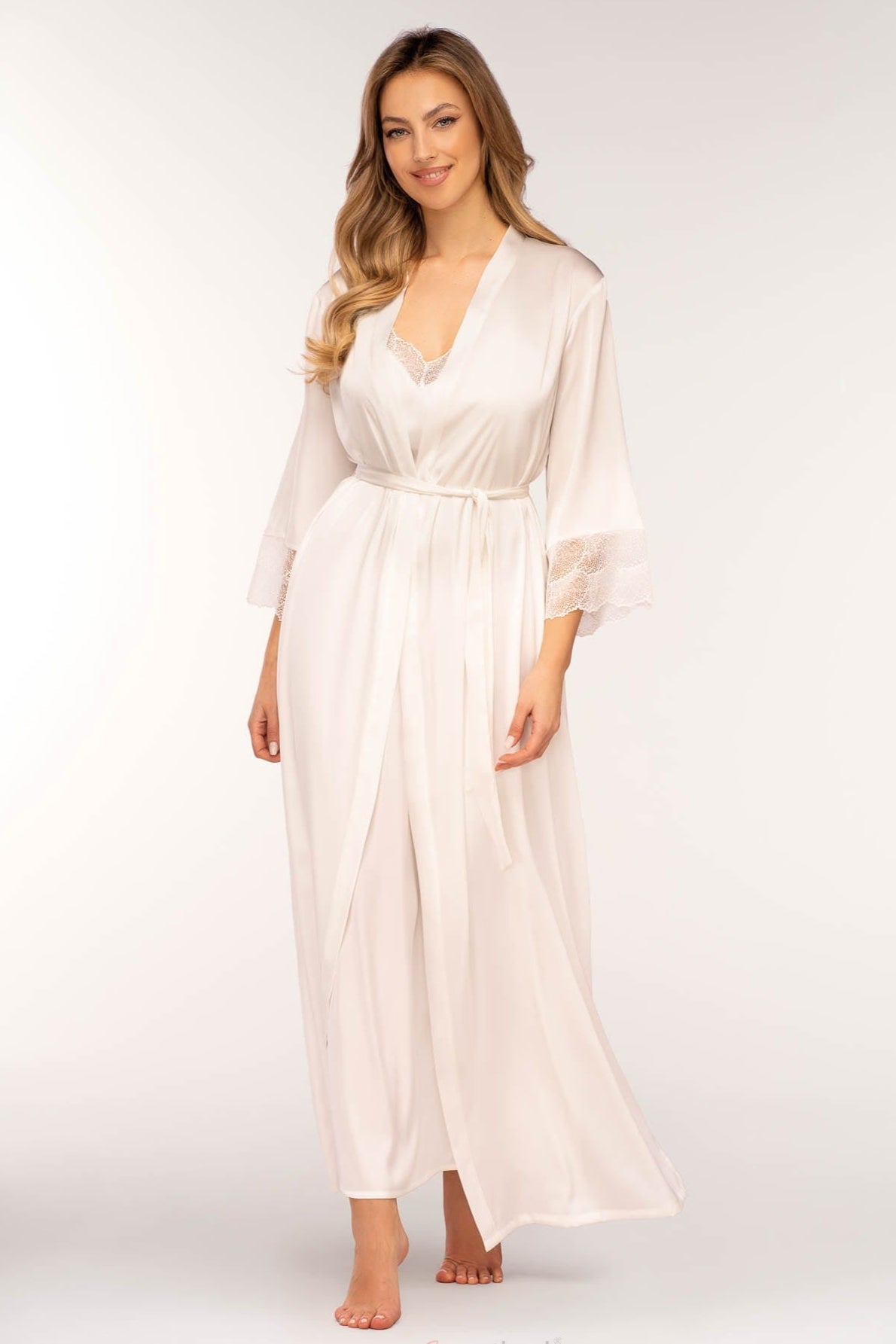 Long Silk Summer Satin Bathrobe