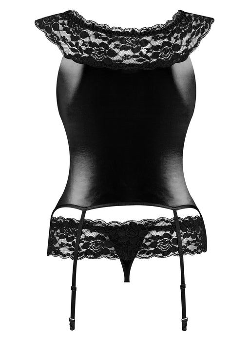 Soft Bustier Garter & String Set Beauty Night Raven