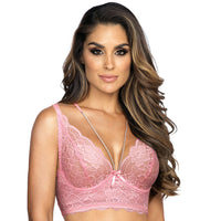 Sheer Lace Longline Bra Axami Rose Shadow