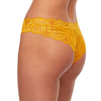 Kinga Sunkiss Soft Lace Sheer Tanga Panty S-851/3 Yellow Underwear back view