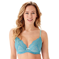 Gossard Superboost Lace Sheer Plunge Bra Ocean Blue
