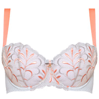 Samanta Sweet Gray Sheer Mesh Embroidered Balconette Bra