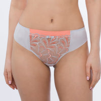 Sheer Mesh Tulle Embroidered Tanga Panty Sweet Gray/Pink Lingerie