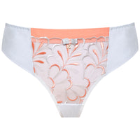 Sheer Mesh Tulle Embroidered Tanga Panty Sweet Gray Pink Intimates