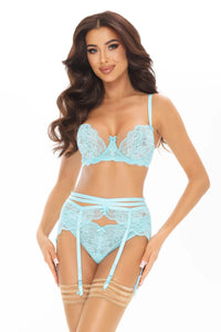 Axami Allure Blue Floral Lace Thong Panty