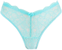 Axami Allure Blue Floral Lace Thong Panty