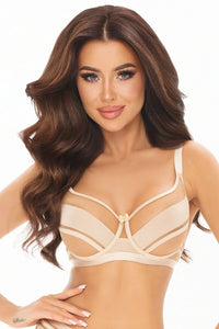 Soft Sheer Mesh Balconette Bra Axami Stripe Nude