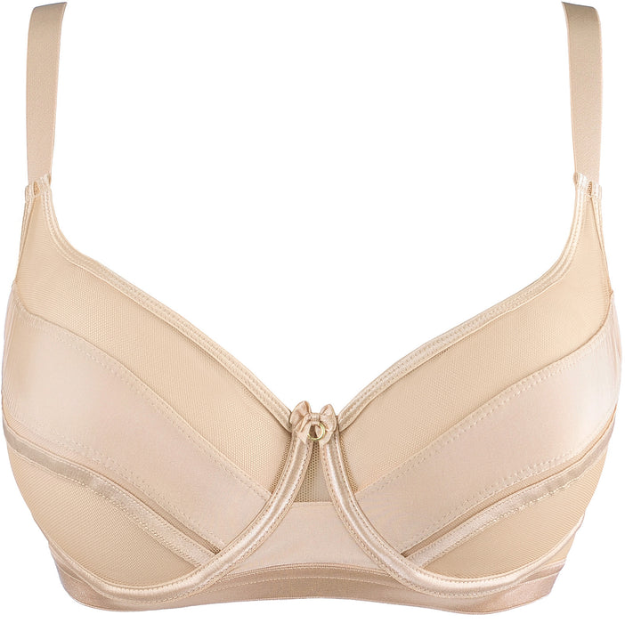 Soft Sheer Mesh Balconette Bra Axami Stripe Nude