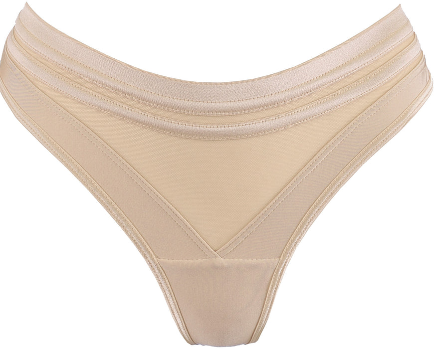 Soft Brazilian Thong Panty Axami Stripe Nude