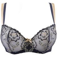 Sheer Demi Cup Bra Navy Blue Lingerie