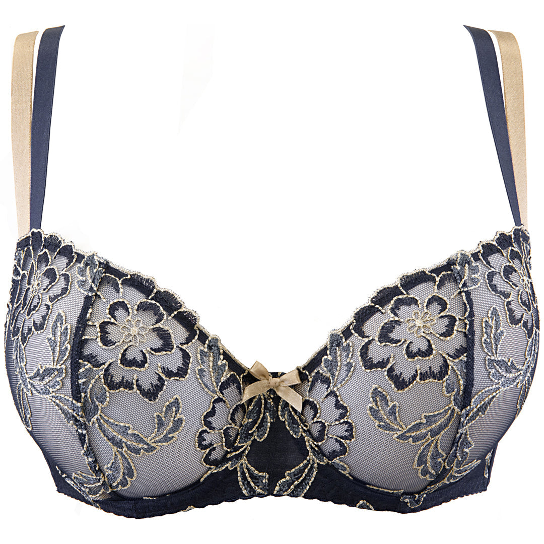 Sheer Demi Cup Bra Navy Blue Lingerie