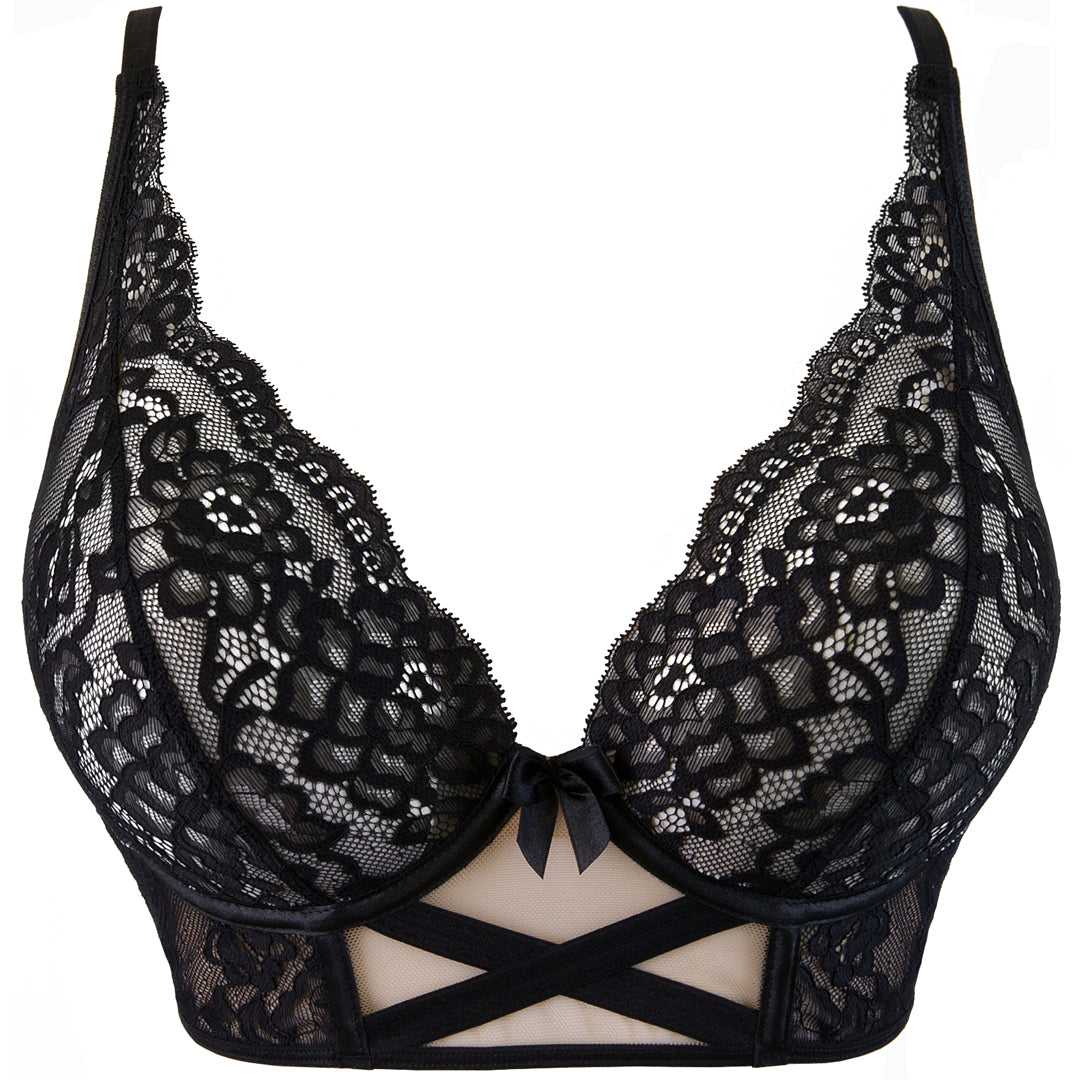Axami Golden Dream Sheer Lace Longline Plunge Bra