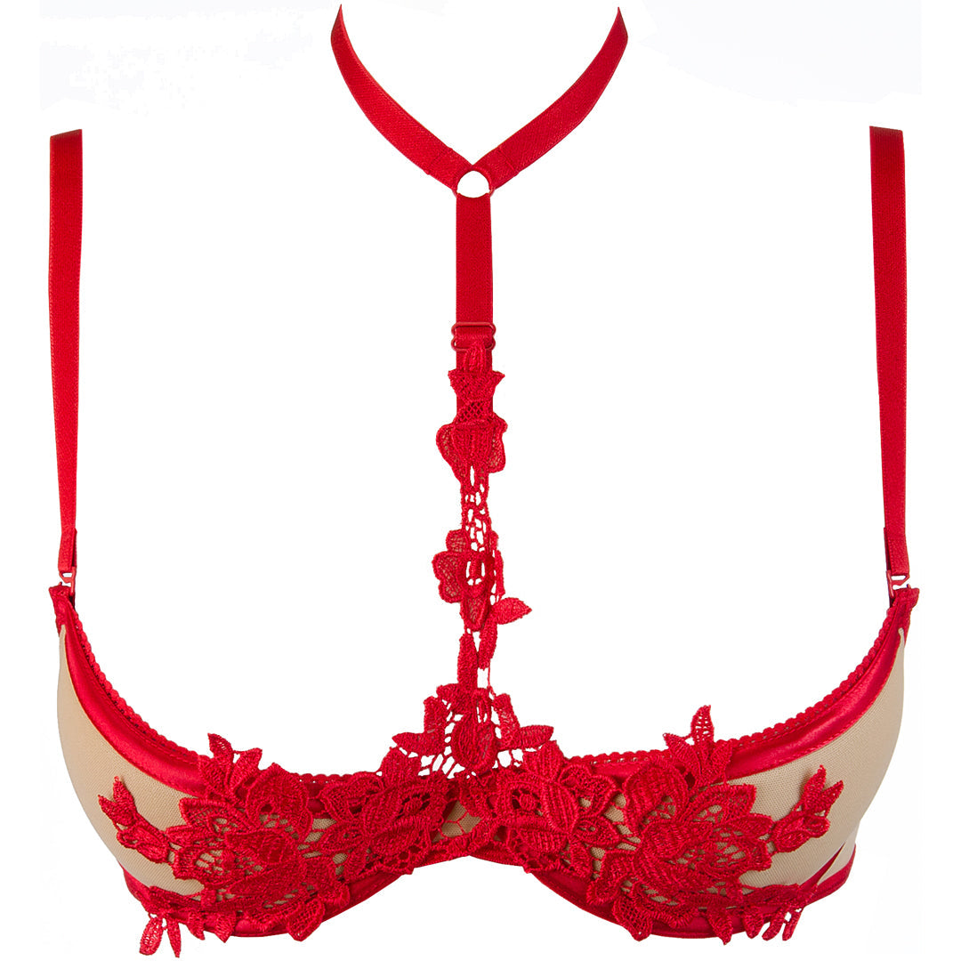 Axami Naughty in Nude Red Open Cup Shelf Bra