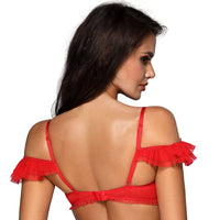 Sexy Ruche Open Cup Shelf Bra Axami Sweet Angel Red