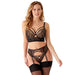 Gossard VIP Captivate Longline Padded Plunge Bra, Sexy String & Sheer Garter Belt Lingerie Set