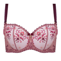 Soft Sheer Mesh Embroidered Balconette Bra Viola Rose Intimates