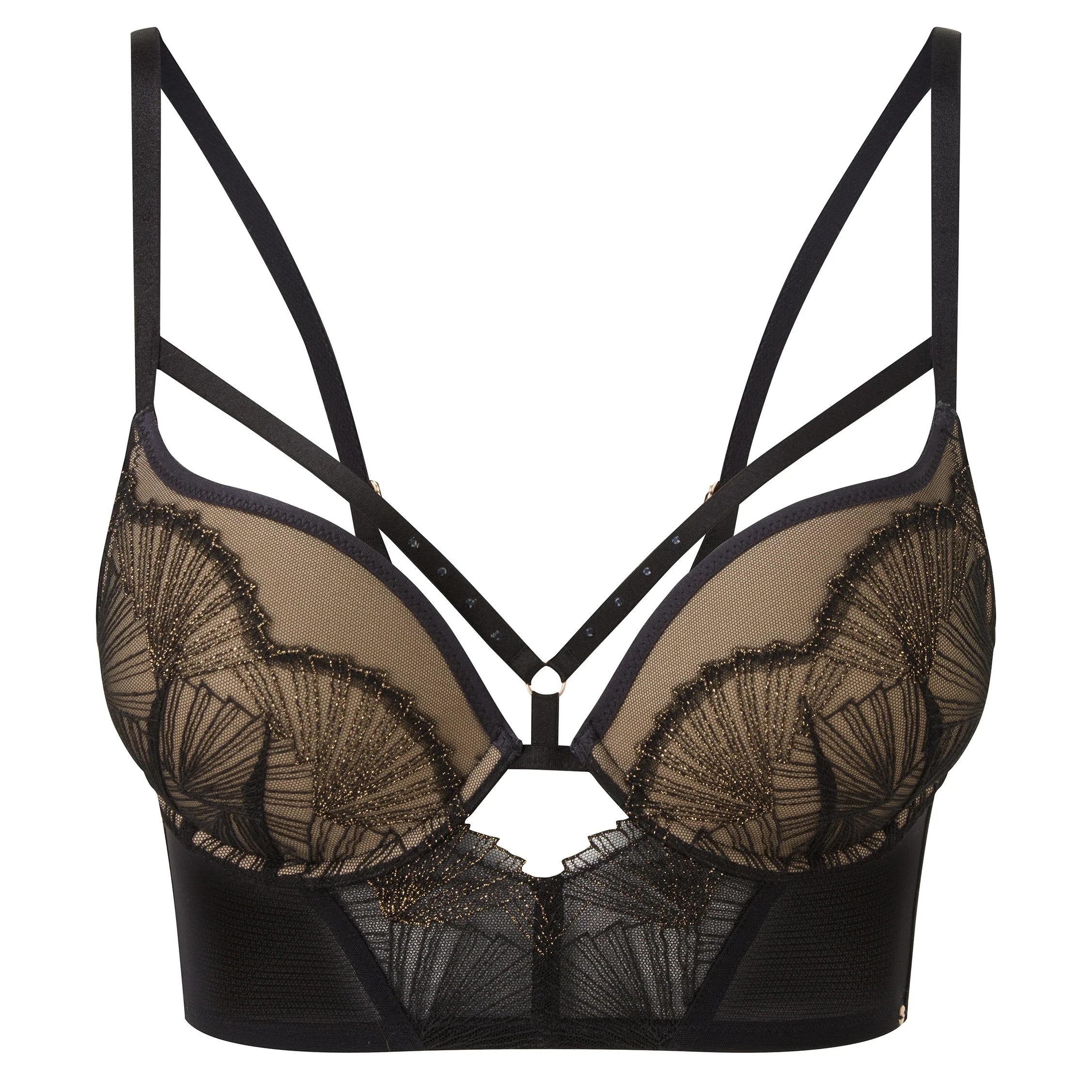 Gossard VIP Captivate Longline Padded Plunge Bra Black Gold