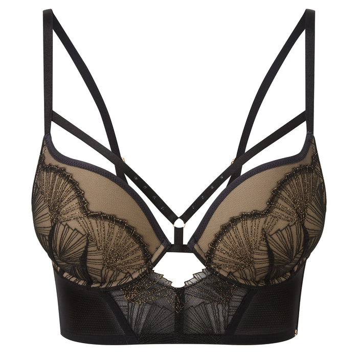 Gossard VIP Captivate Longline Padded Plunge Bra Black Gold