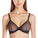 Black Sexy Sheer Demi Cup Wire Bra by Addiction Nouvelle Lingerie Glamour featuring see-through mesh, underwire cups, and sleek adjustable straps.