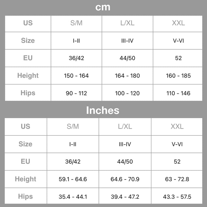 Amour Size Chart