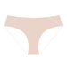 Illustration of bikini panty shape highlighting mid-waist cut and side lace panel design from the Soft Lace Bikini Panty collection.