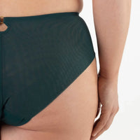 Sheer Mesh Tulle Embroidered Brief Panty Boobie Emerald