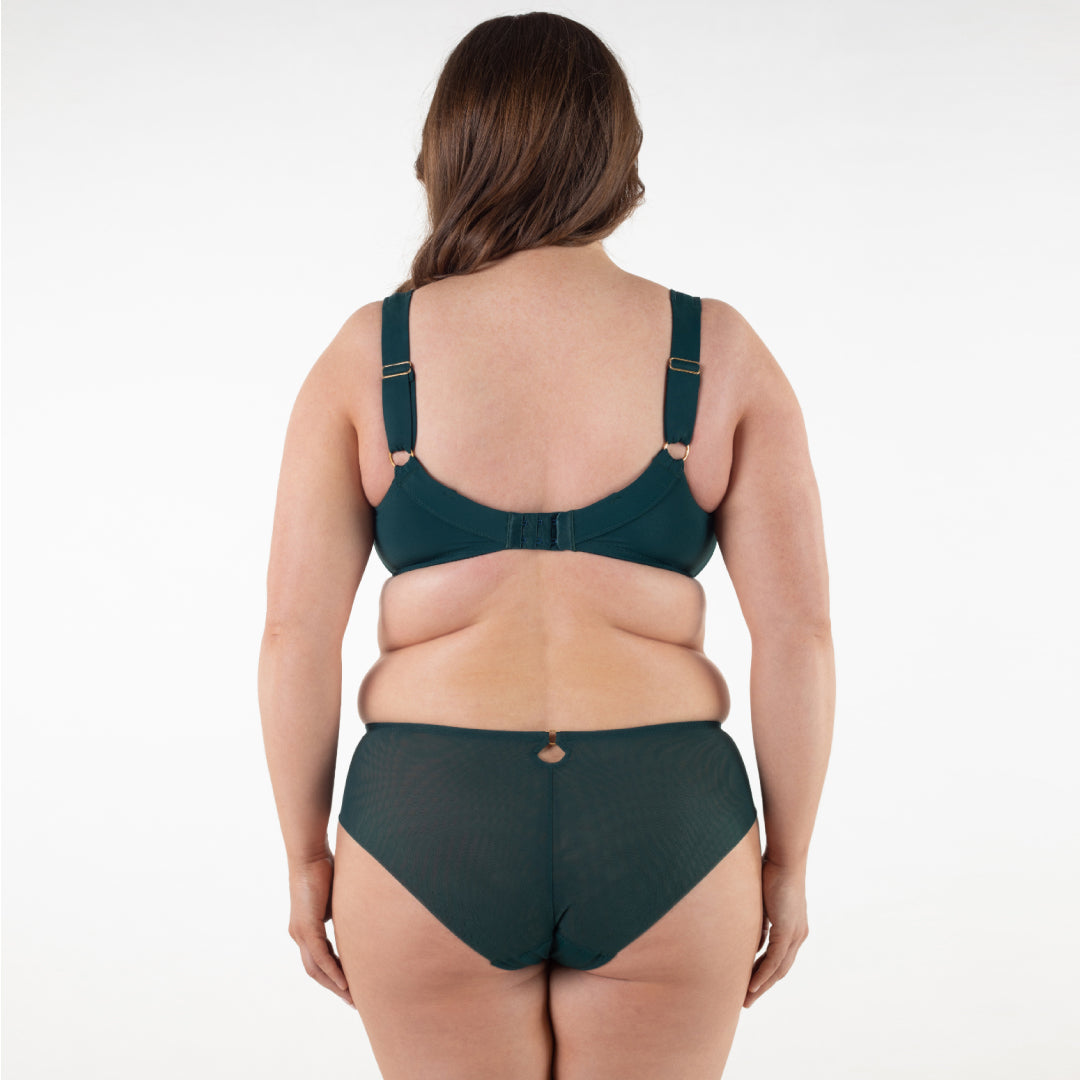 Sheer Mesh Tulle Embroidered Brief Panty Boobie Emerald