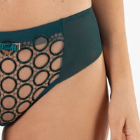 Sheer Mesh Tulle Embroidered Tanga Panty Boobie Emerald