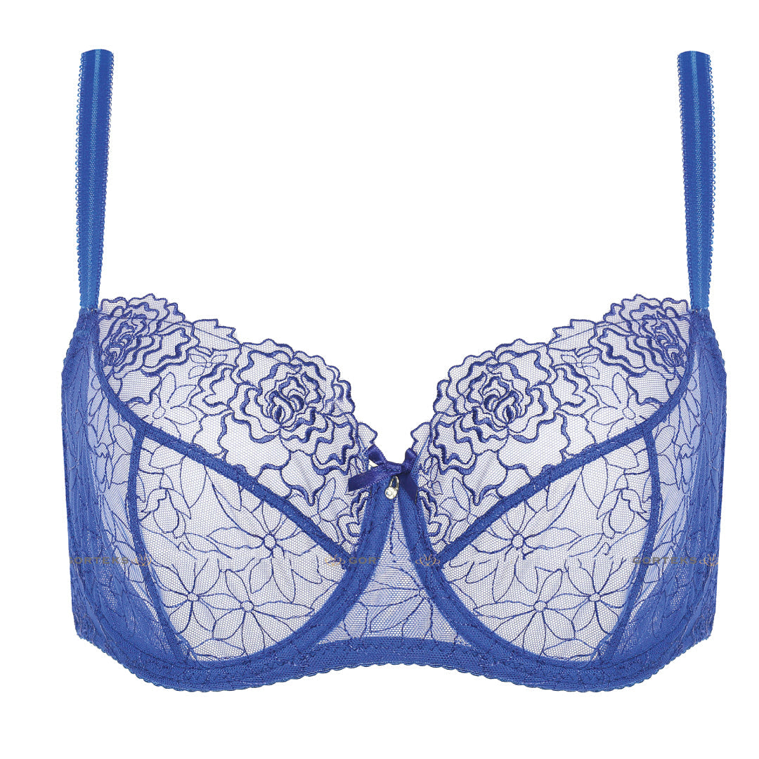 Sheer Lace Balcony Bra Gorteks Pamela Sapphire packshoot