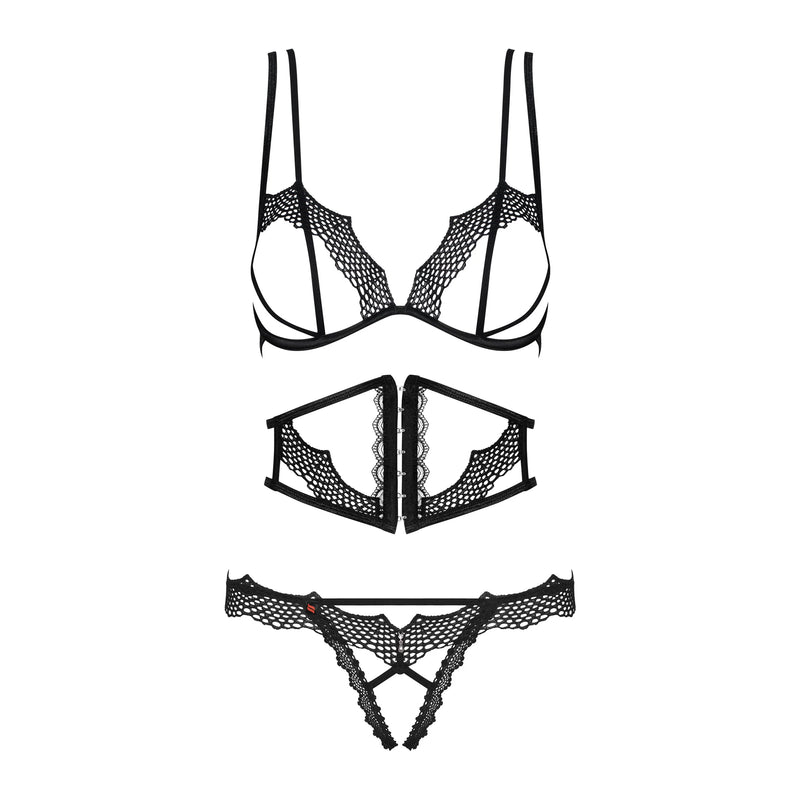 Ultra Sexy Open Cup Crotchless String 3 Piece Lingerie Bravelle 9648 ...