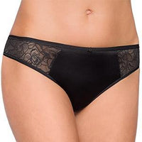 Conturelle Temptation Lace Thong in black with sheer floral lace side panels, offering a sexy and elegant lingerie look.