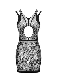 Obsessive Noir Bloom Black Floral Mesh Mini Dress