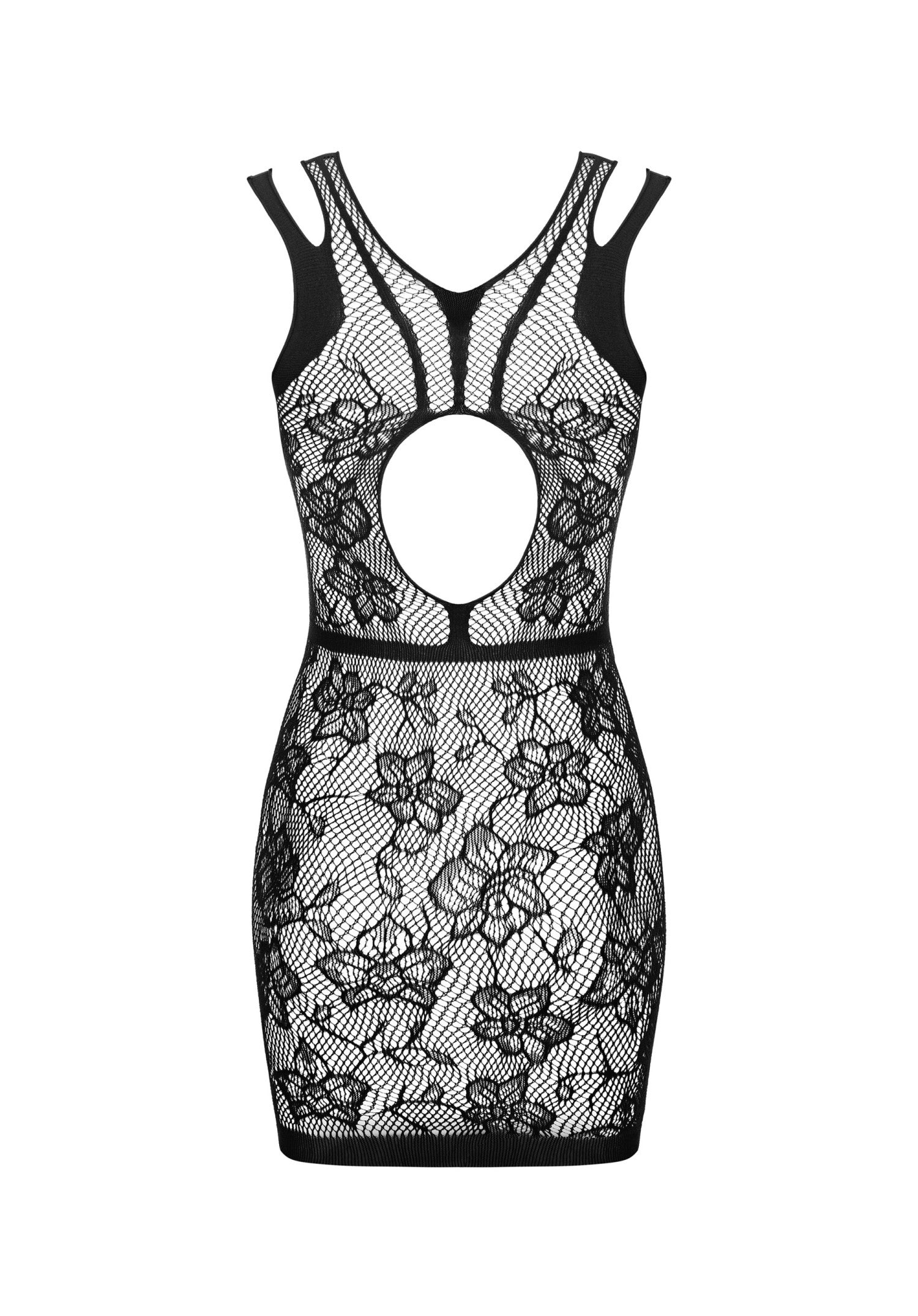 Obsessive Noir Bloom Black Floral Mesh Mini Dress