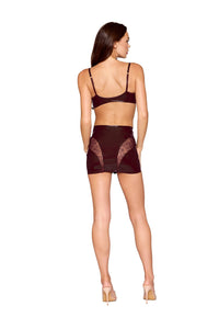 Dreamgirl Leather with Lace Cherry Lacquer Bra & Mini Skirt