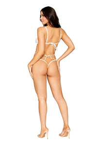 Dreamgirl Stretch Lace and Draping Pearls with Chain Teddy