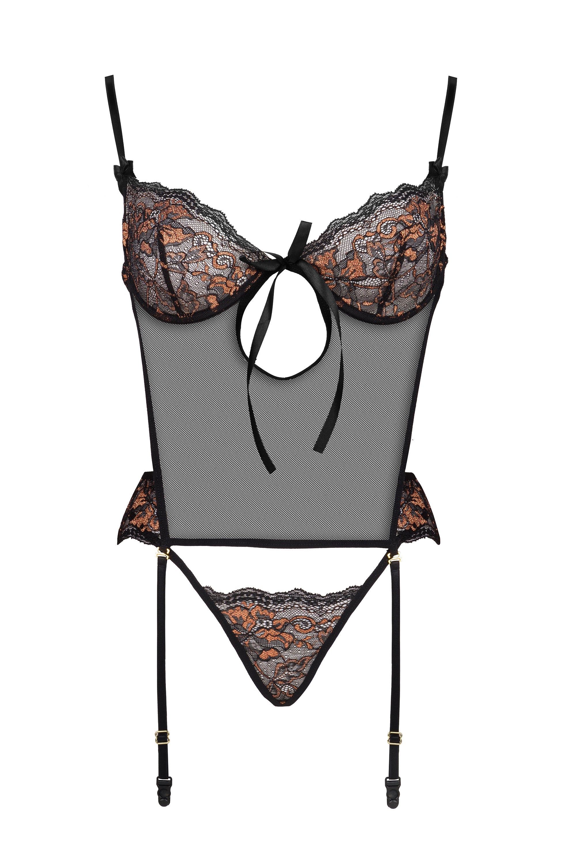 Beauty Night Goldie Sheer Mesh Lace Corset