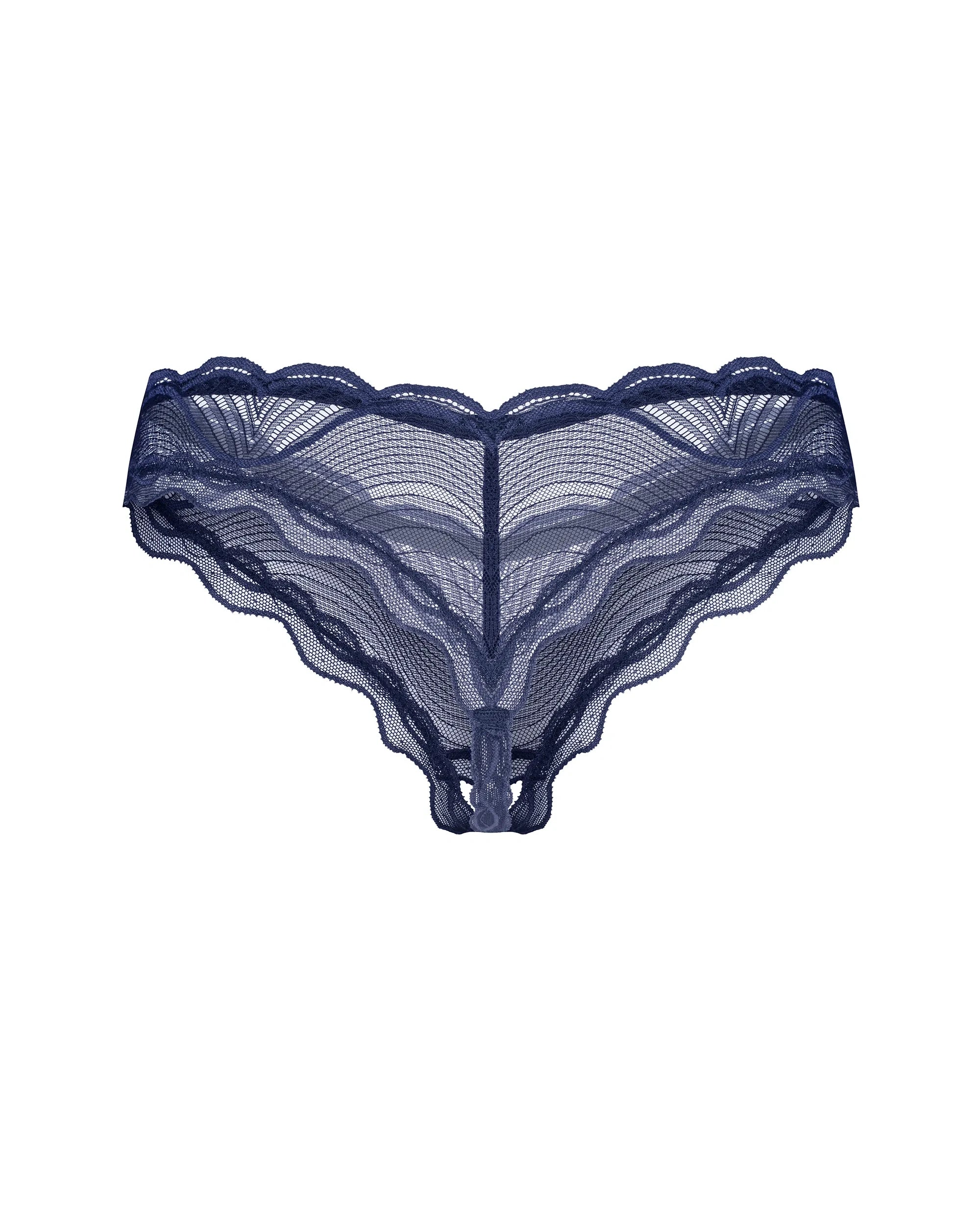 Obsessive Nightly Blue Sheer Crotchless Thong Panty