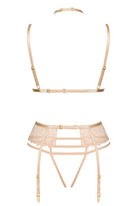 Beauty Night Noemi Strappy Triangle Bra & Crotchless String Garter Belt