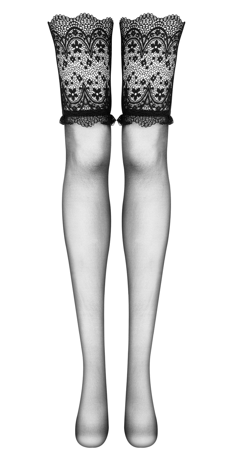 Lace Top Sheer Stockings | Elegant, Black, Garter Belt – Lavinia