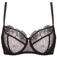 Sexy sheer lace balcony bra Pamela Black