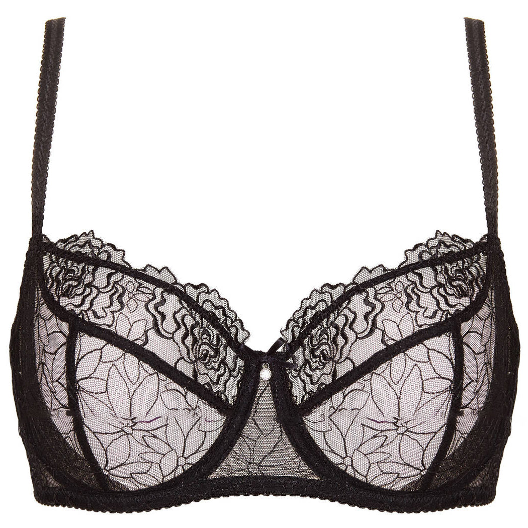 Sexy sheer lace balcony bra Pamela Black