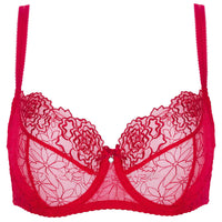 Sheer Mesh Balconette Bra Gorteks Pamela Red