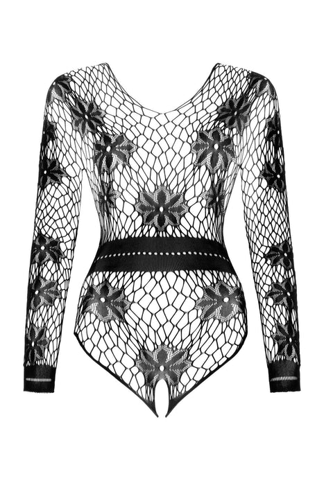 Sexy Long Sleeve Fishnet Bodysuit Regina Black