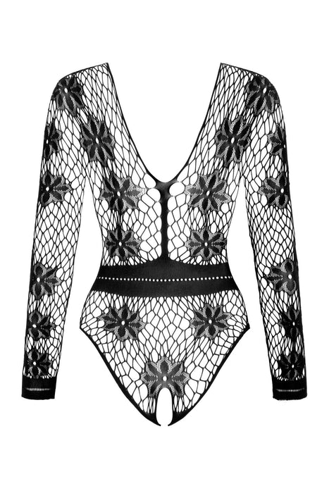 Sexy Long Sleeve Fishnet Bodysuit Regina Black