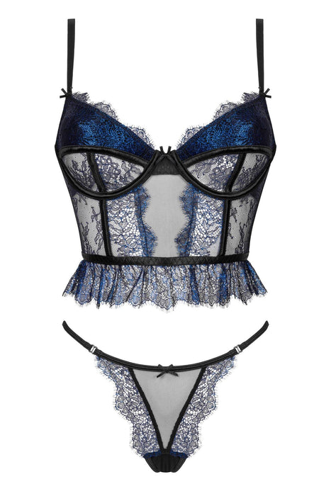 Sheer Lace Longline Bra & Sexy String Beauty Night Saphira