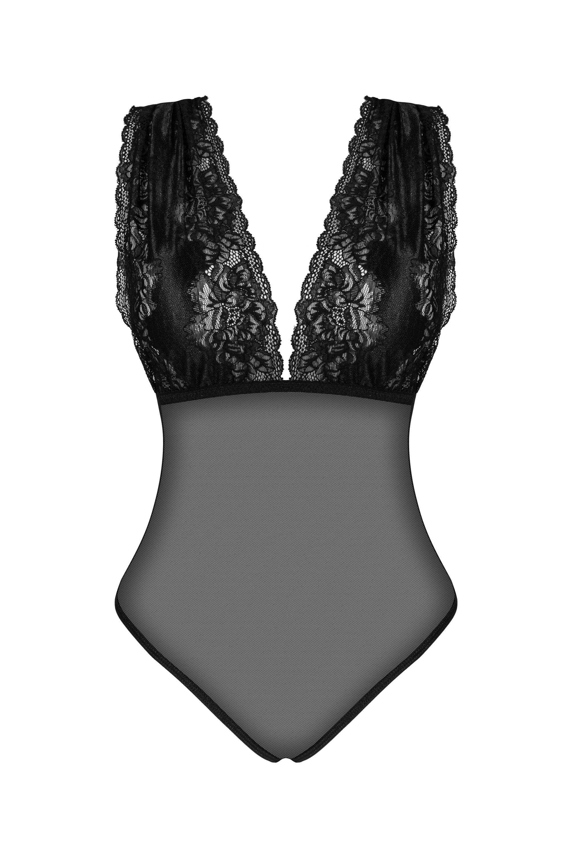 Beauty Night Veronica Black Sexy Deep Cleavage Lace Bodysuit