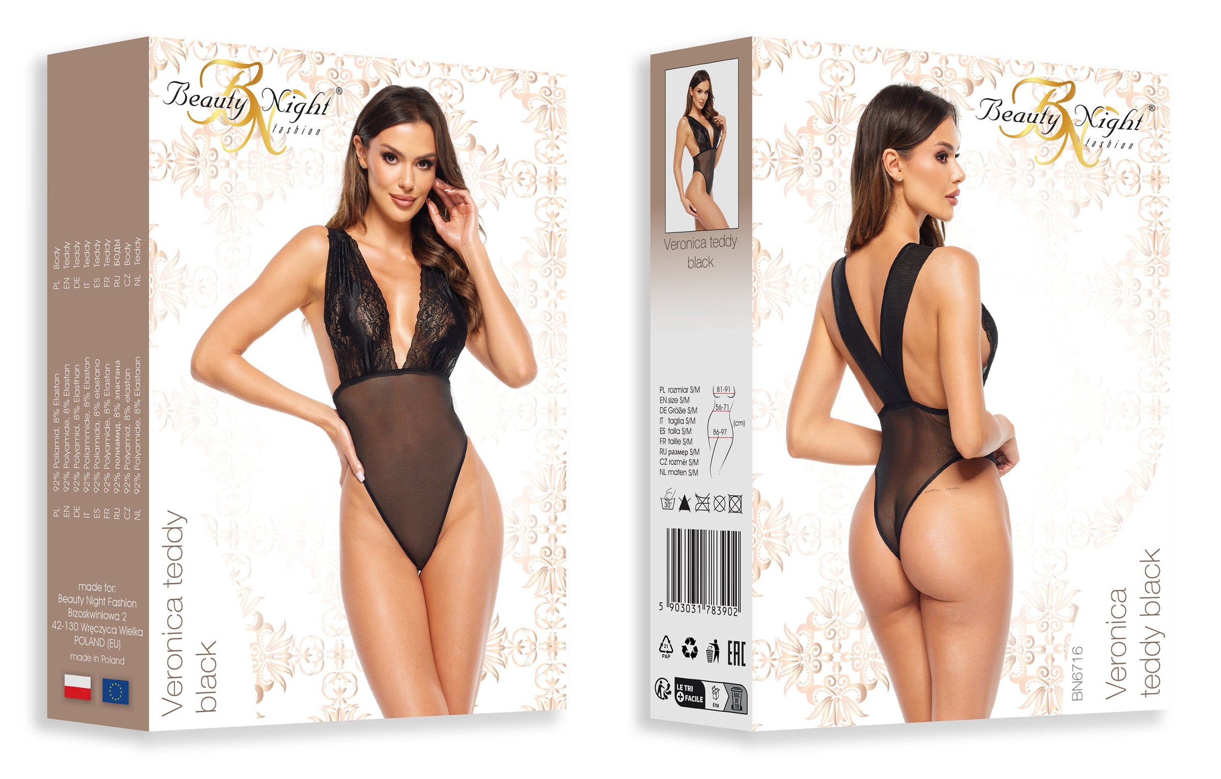 Sexy Deep Cleavage Lace Bodysuit Veronica Black BN6714; Shop Now!  Lavinia
